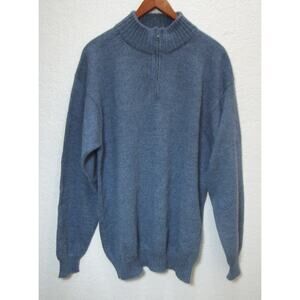 ALPACA Sweater Peru SZ XL Blue Long Sleeve Zip Neck Pullover LUXE SOFT BABY